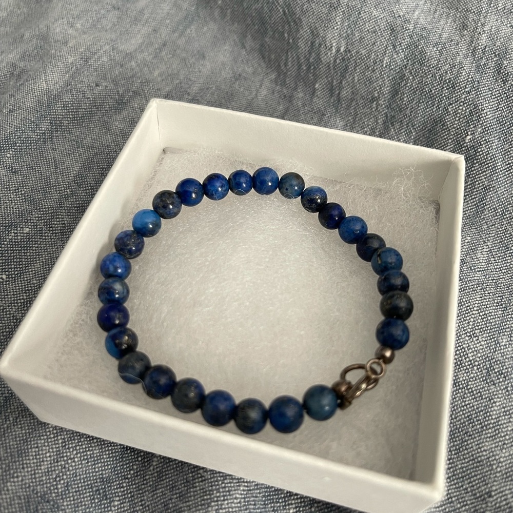 Lapis Lazuli Gem and Silver Bracelet